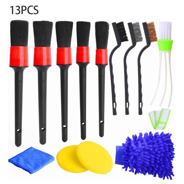 

detailing brush set car cleaning brushes power scrubber drill for leather air vents rim dirt dust clean tools sponge