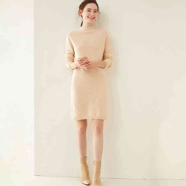 

casual dresses autumn and winter fashion cashmere dress women's bottoming shirt k4mo, Black;gray
