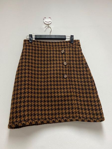 

skirts woman elegant women mini skirt button winter office clothes french casual for, Black