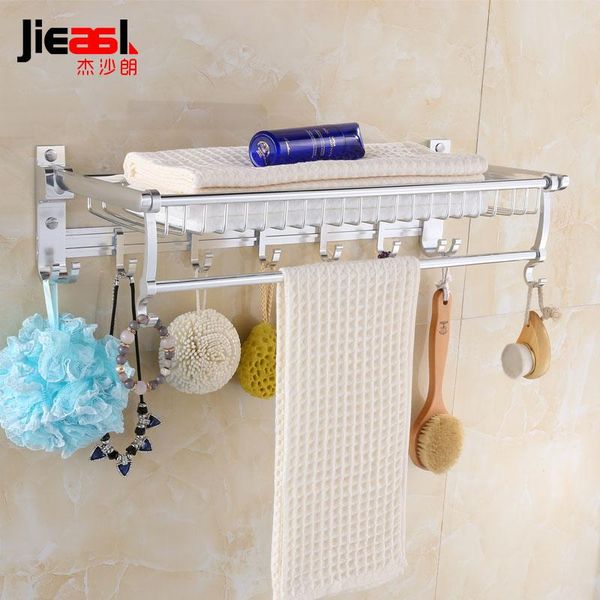 

jieshalang light space aluminum towel racks net basket with hook design mirror polishing is not rusty black rack3019