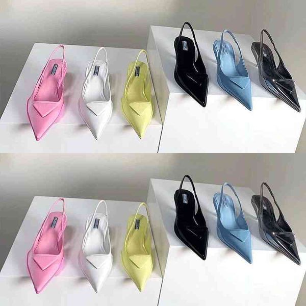 

sandals slippers high grade 2021 leather thin heel daily low solid color professional pointed high heels fashion women's single shoes z, Black