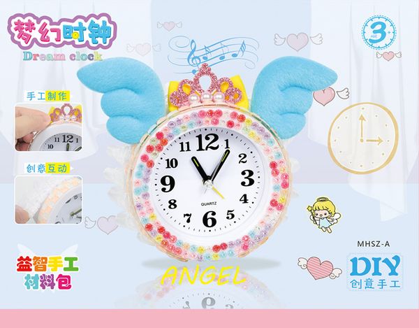 

children's diy funny little alarm handmade cartoon clock kindergarten creative paste material bag toy
