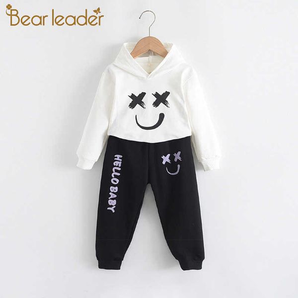 

bear leader kids boys girls casual clothing sets spring toddler cool print outfits 2pcs children autumn costumes 210708, White