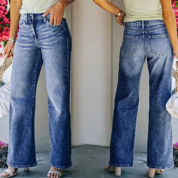 

women's jeans trousers 2021 autumn high-waist slim-fit split korean style, Blue