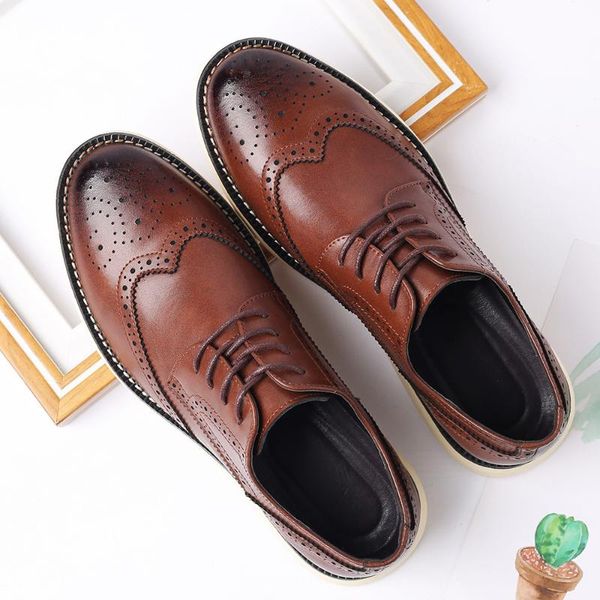 

dress shoes men's cowhide business casual leather soft korean work brock, Black