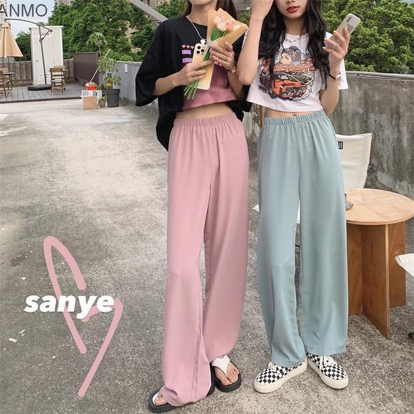 

women's pants & capris students' drooping wide leg pants, straight tube thin casual summer 2021 korean high waist, Black;white