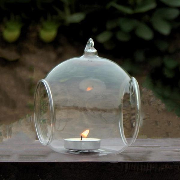 

candle holders 8pcs/pack diameter=10cm middle size glass terrarium holder home decoration two open hanging gobe wedding prop