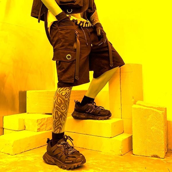 

men's shorts 2022 summer solid loose cargo men camo short pants homme cotton streetwear drop, White;black