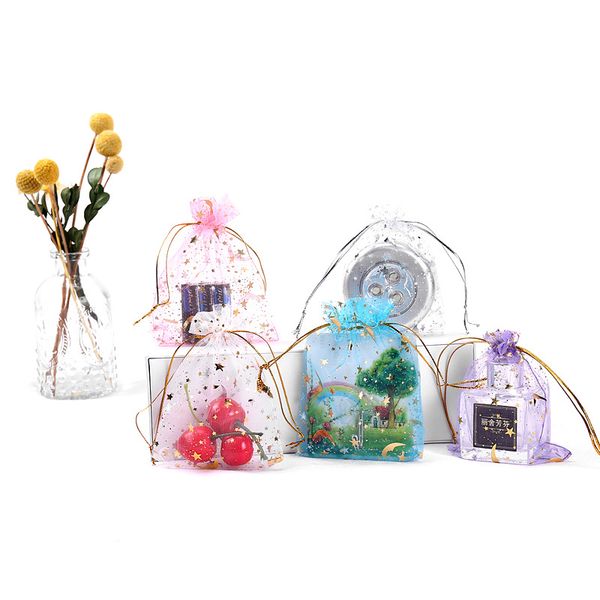 

13*18cm jewelry pouch star moon christmas gift pack yarn bag mix color, Pink;blue