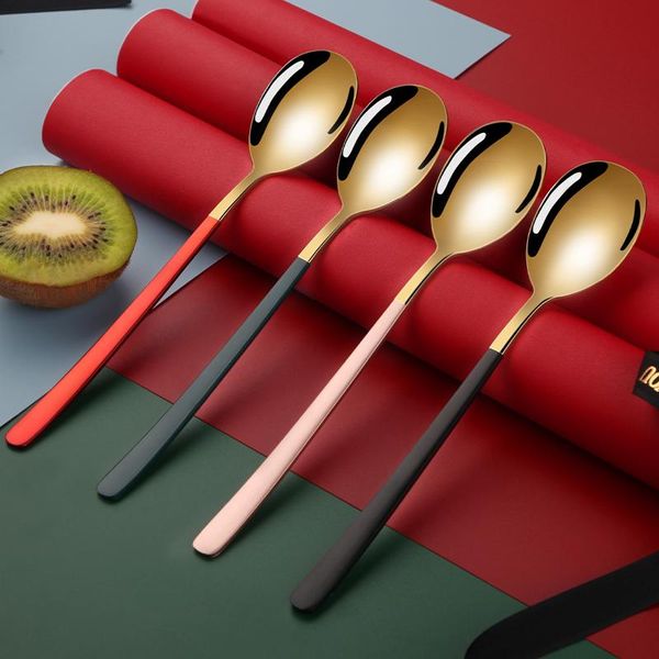 

spoons stainless steel coffee spoon sets luxury creative fashion ice cream dessert long handle colheres dinnerware set di50t
