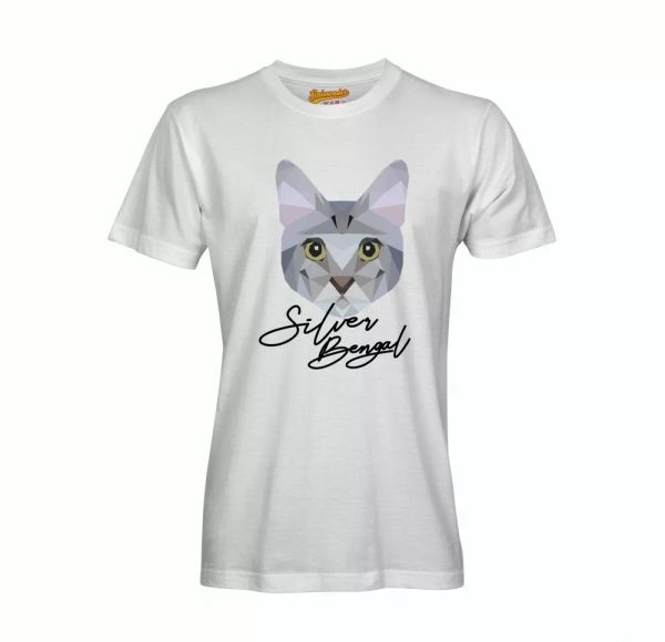 

silver bengal t-shirt polygon cat by siviwonder, White;black