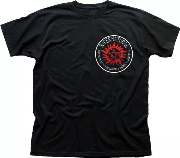 

supernatural winchester bros wayward sam dean small logo t-shirt 9614, White;black