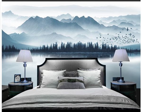 

wallpapers 3d wallpaper custom high end murals for walls 3 d ink landscape reflections birds bedroom sofa background wall