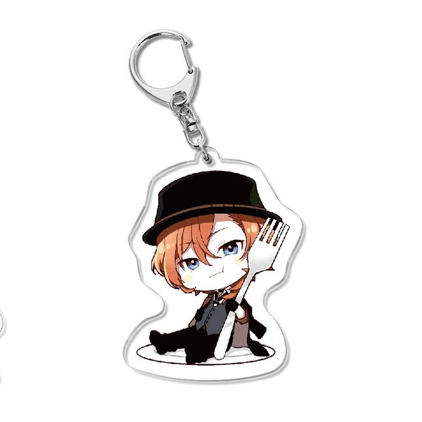 

anime bungo stray dogs keychain man acrylic cute funny key rings woman kids cartoon figure key chains nakajima atsushi breloczek, Slivery;golden
