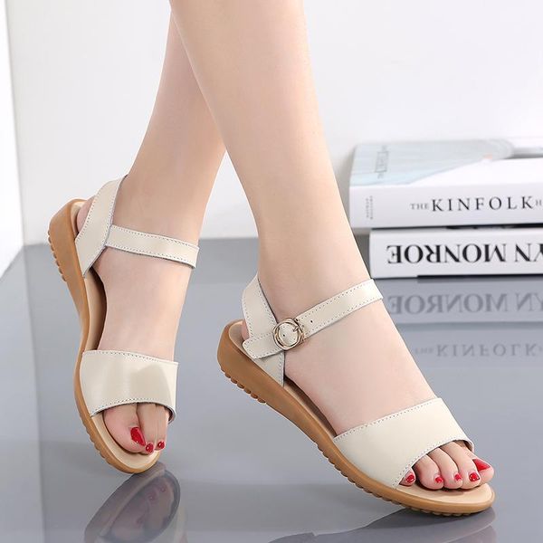 

sandals 2021 fashion women solid peep toe flat summer casual rubber beach shoes microfiber hook & loop basic, Black