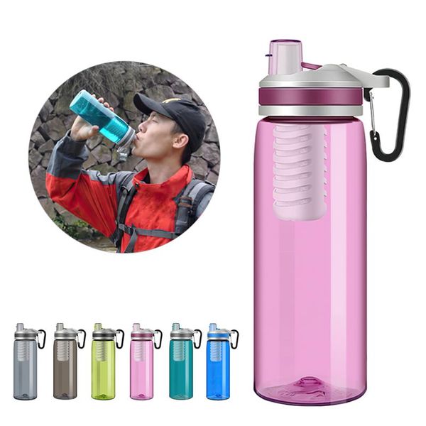 

water bottle 770ml outdoor filter sports purification cup portable backpack camping