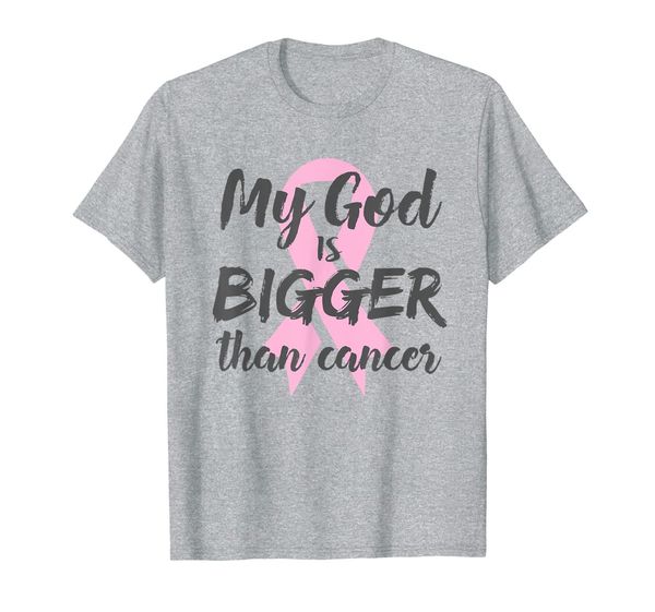 

my god is bigger than cancer survivor gift pink ribbon t-shirt, White;black