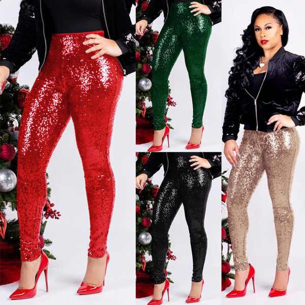 

chocomist pants party nightclub wear chrismas sequins women k8684 women's & capris, Black;white