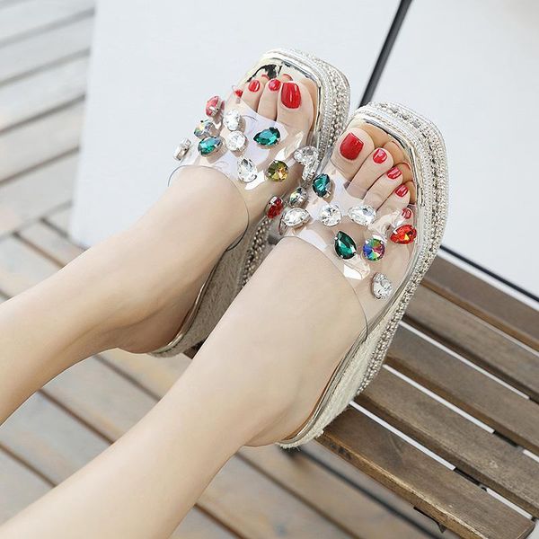 

summer high heel sandals women fashion rhinestone shoes, Black