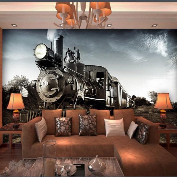 

wallpapers dropship custom 3d wallpaper ancient brown locomotive landscape mural living room decoration backdrop