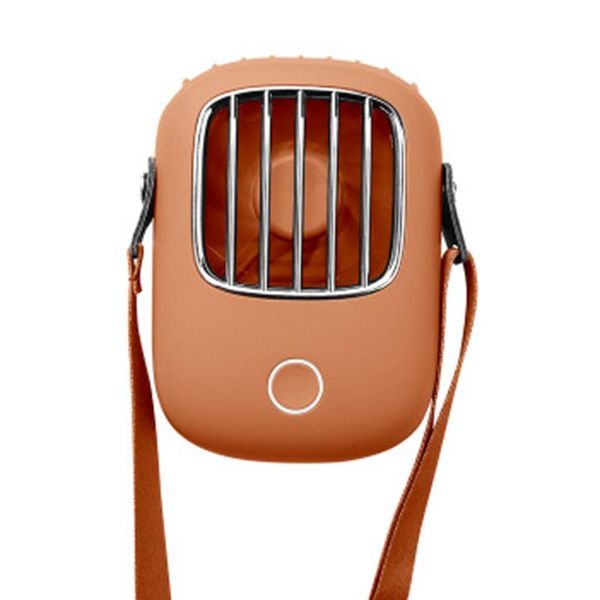

electric fans orange hanging neck fan portable outdoor usb lanyard for office, dormitory,