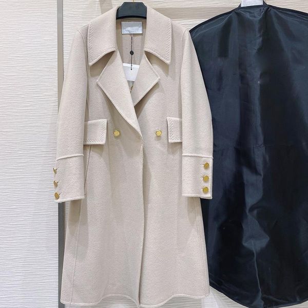 

women's trench coats wool women coat casual long outerwear loose overcoat with belt winter fashion double-breasted windbreaker femme, Tan;black