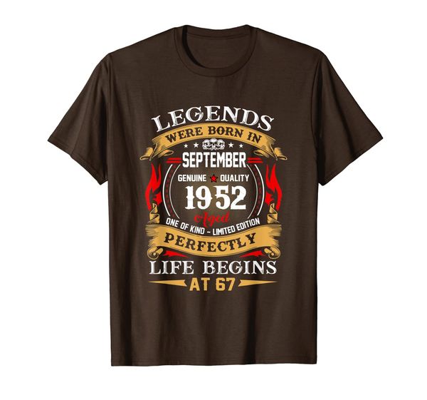

legends were born in september 1952 67th birthday gift t-shirt, White;black