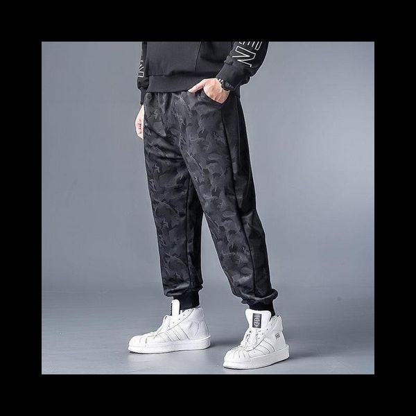 

men's pants mens fashion oversized pure cotton camo military male breathable quick dry loose sports training fitness joggers trousers, Black