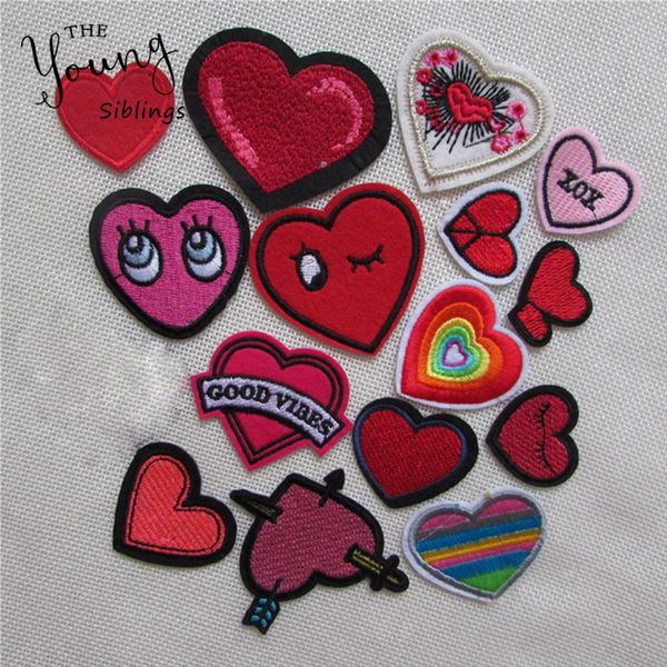 

mixed loving heart patches for clothing iron on embroidered appliques iron sew on clothes patches sewing accessories for diy, Silver