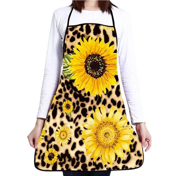 

sunflower print women oil water proof home cooking baking cleaning apron aprons