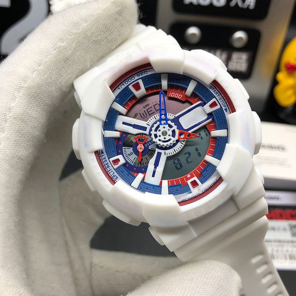 

5-date mens watches outdoor sports military waterproof all hands working digital rubber strap quartz led casual fashion montre de luxe watch, Slivery;brown