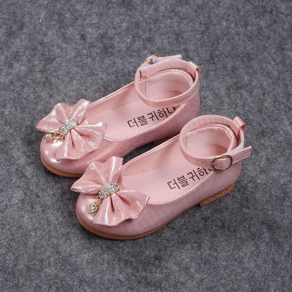 

sneakers 2021 spring autumn fashion baby girl shoes princess bow-knot with rhinestone pendant kids single for girls children, Black;red
