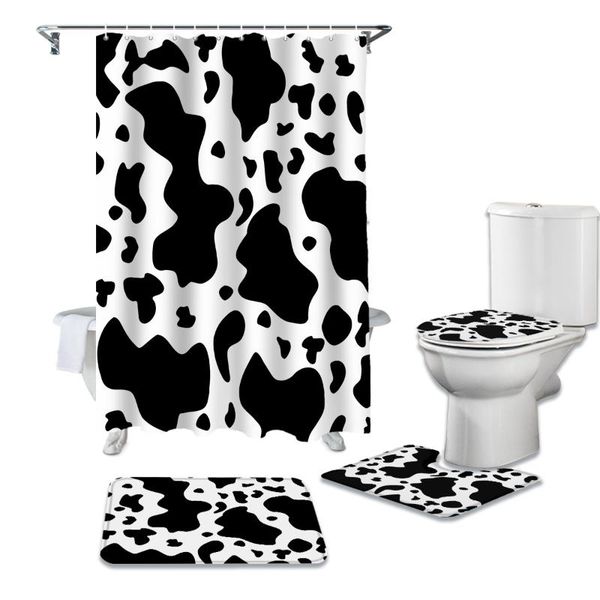 

cow texture waterproof shower curtains set bathroom curtain and rug sets