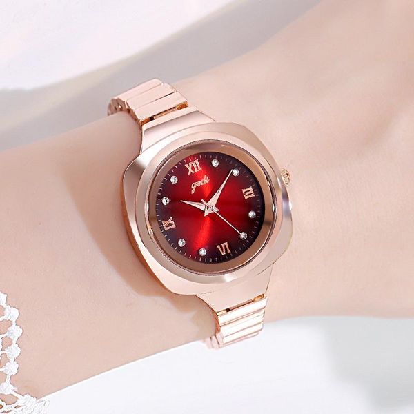 

rose gold watches women stainless steel bracelet wrist ladies watch for fashion clock wristwatches, Slivery;brown