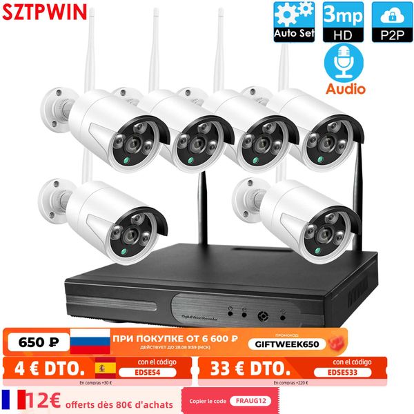 

8ch 3.0mp hd audio wireless nvr kit p2p 1080p indoor outdoor ir night vision security 6ch 3.0mp audio ip camera wifi cctv system h0901
