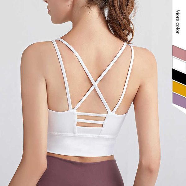 

2021 ins fitness back sports underwear vest style naked sense small sling yoga bra, Black;white