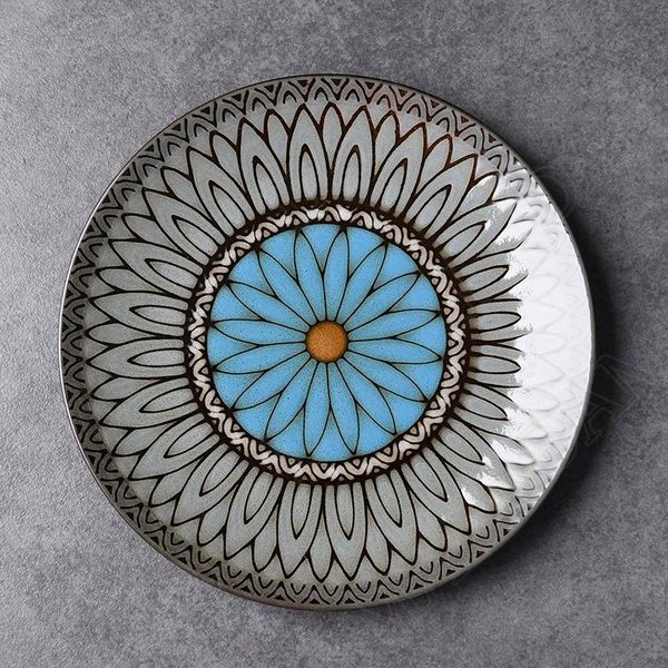 

dishes & plates creativity ceramic plate hand painted flowers breakfast bread western steak european home kitchen tableware