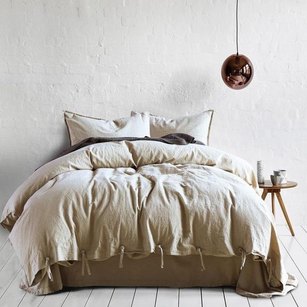 

45%cotton 55%linen khaki duvet cover set luxury bedding linen ultra soft breathable 1 comforter bed sheet 2 pillow shams sets