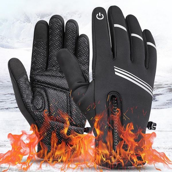 

cycling gloves sports bicycle winter riding absorption and anti-slip outdoor touch screen, Black