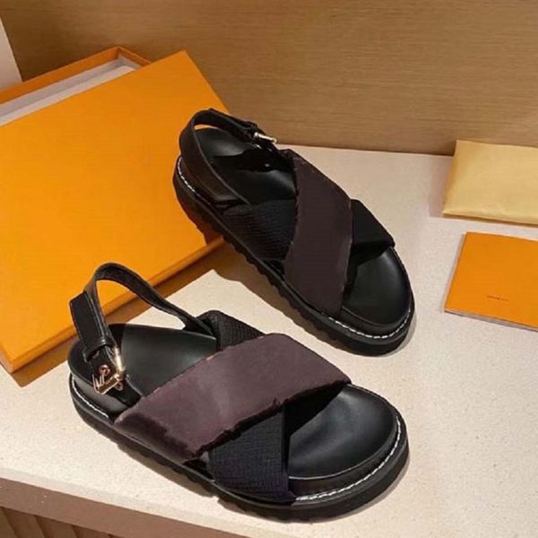 

women slipper sandals heightening thick soled slides summer slippers beach indoor flat house flip flops spike sandal with box 05, Black