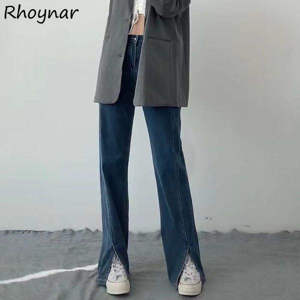 

women's jeans women high street split plus size s-5xl vintage korean style fashion simple leisure all-match lady daily high-waist femal, Blue