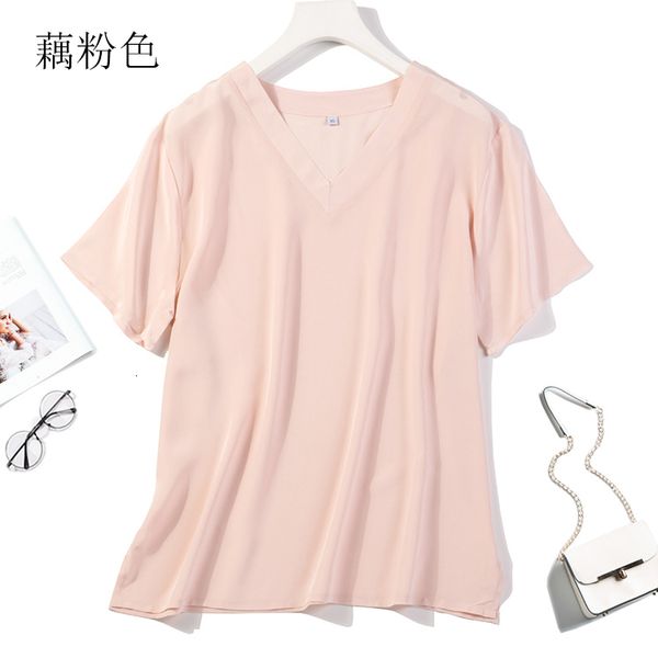 

coat women's 100% pure silk shirt blouse v neck short sleeve split bottom s  l xl jn483, Tan;black