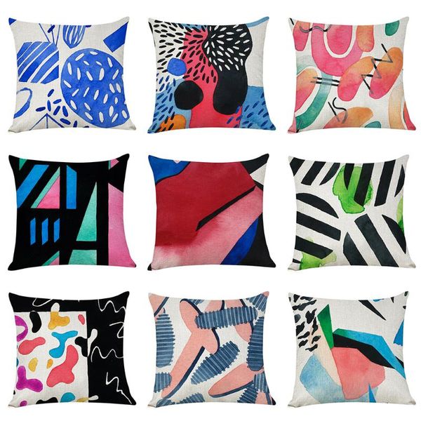 Almofada/travesseiro decorativo moda aquarela pichações de casca de arfiti capas de almofada para cadeira de sofá em casa travesseiros decorativos