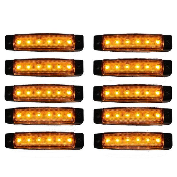 

bulbs 10 pcs 12v 6 led orange side marker indicators lights truck trailer lamp
