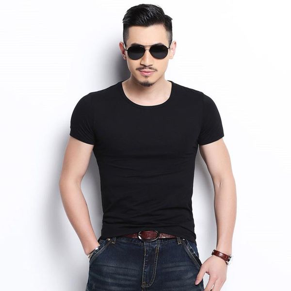 

men's t-shirts t-shirt short-sleeved slim solid color 2021 clothing, White;black