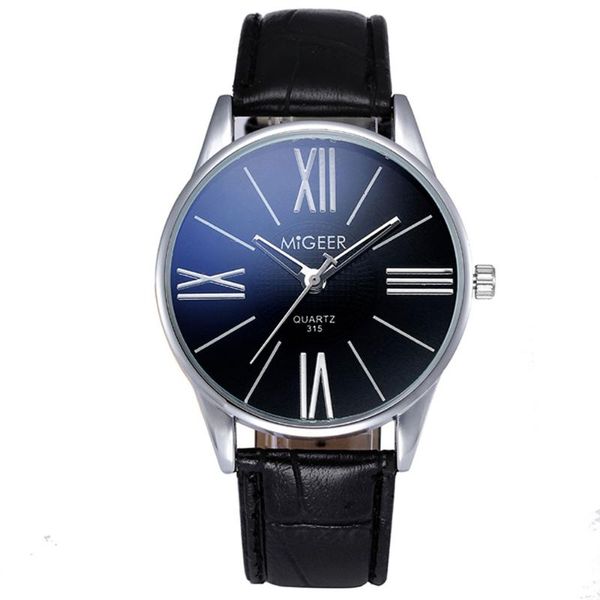 

wristwatches men's watches fashion simple men migeer leather band quartz mannen horloge relogio masculino reloj hombre, Slivery;brown