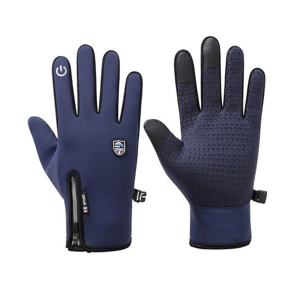 

cycling gloves 1 pair touchscreen winter thermal full finger fishing ski, Black