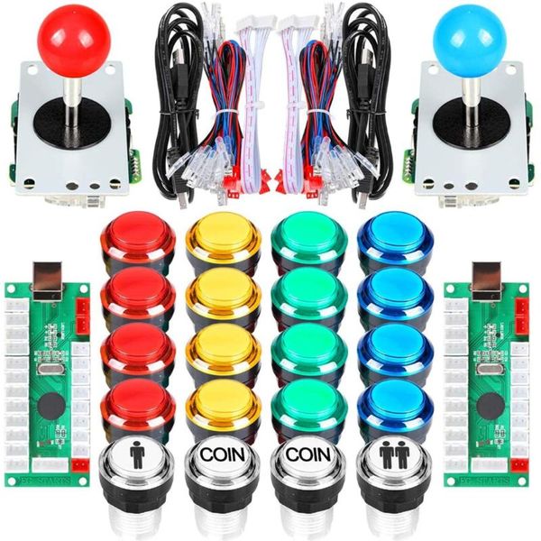 

game controllers & joysticks 2 player arcade diy kit usb encoder to pc joystick games 5v led lit push buttons for raspberry pi 1 3 3b mame f