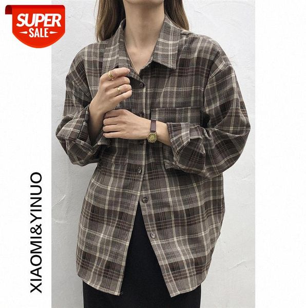 

[ou fan] 8808 double pocket plaid shirt women korean casual #112g, Black;gray