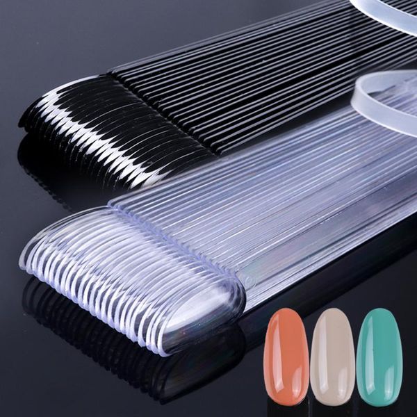 

false nails nail art display tips oval flake fingernail clear nature black jelly plastic manicure tool for set saa23, Red;gold